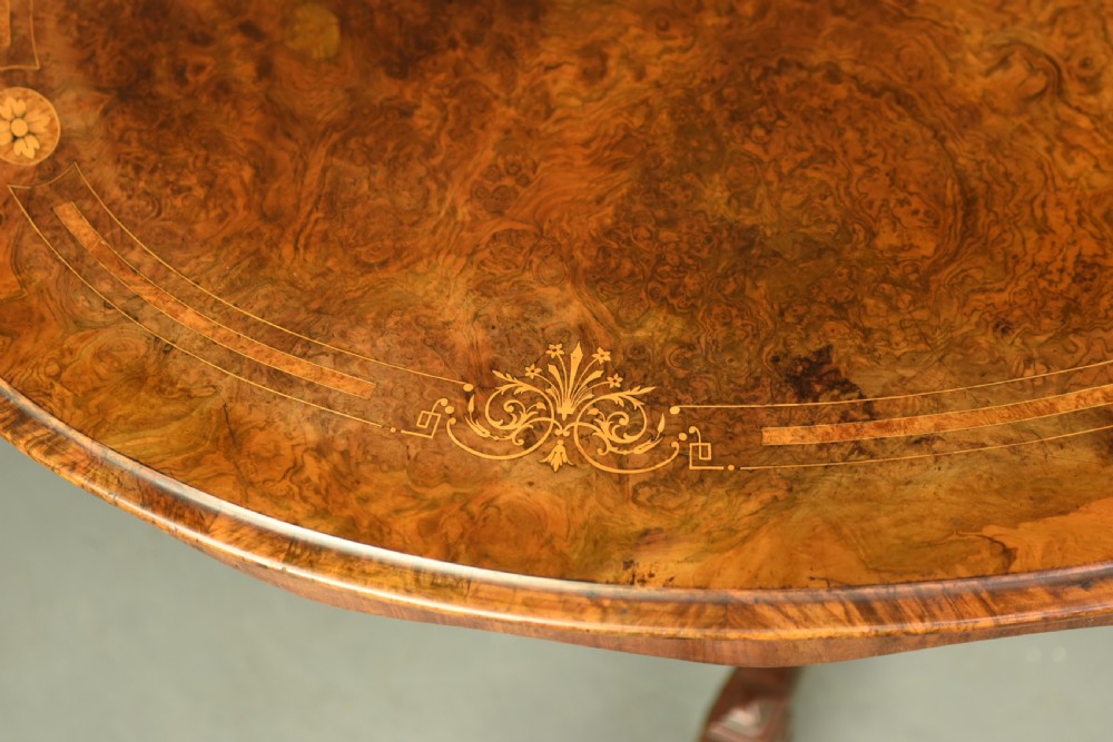 Victorian burr walnut inlaid dining table /centre table  View VI