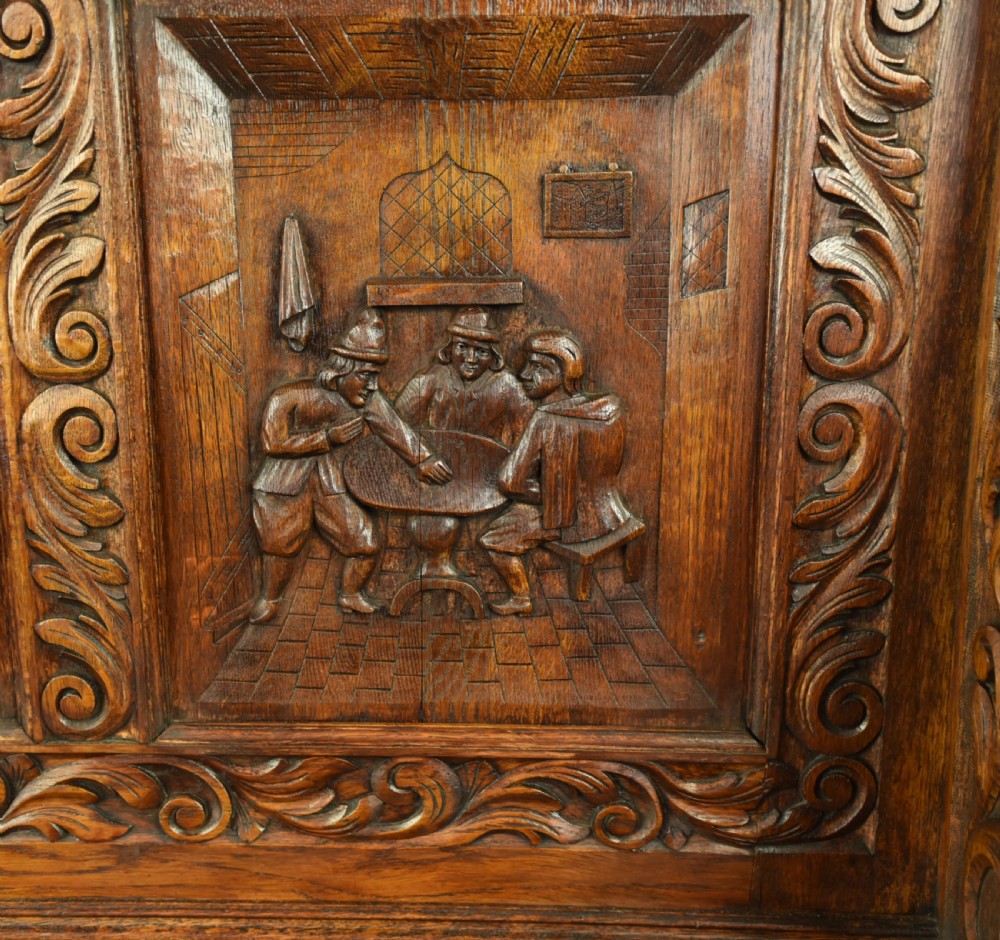 Large carved oak bench  View VII
