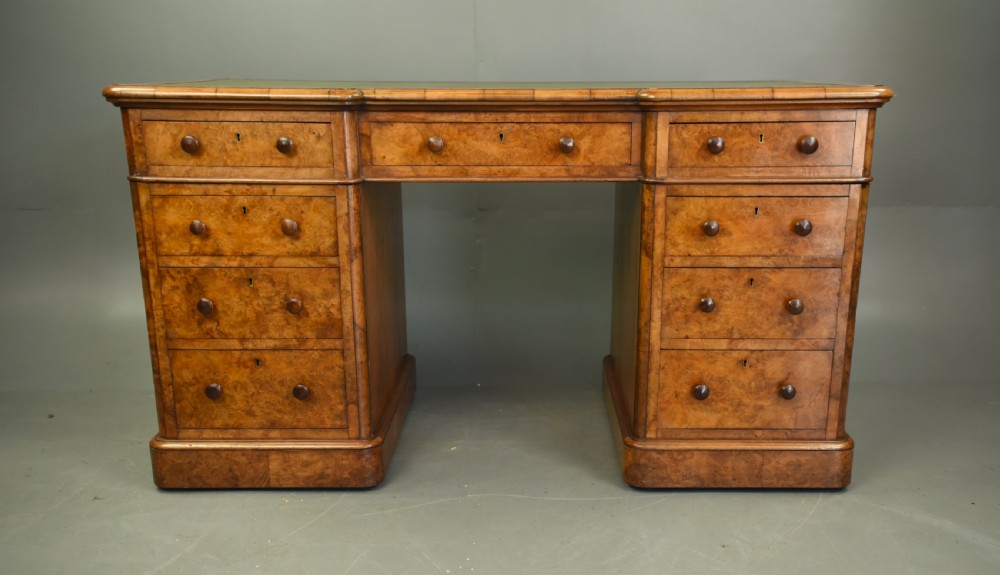Victorian walnut pedestal desk Edwards & Roberts 