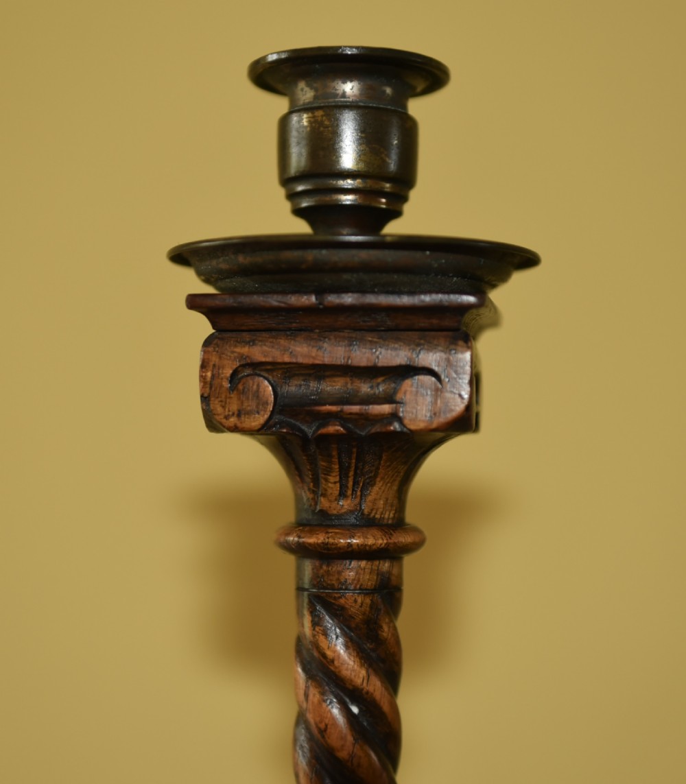 Pair of oak candle sticks  View III