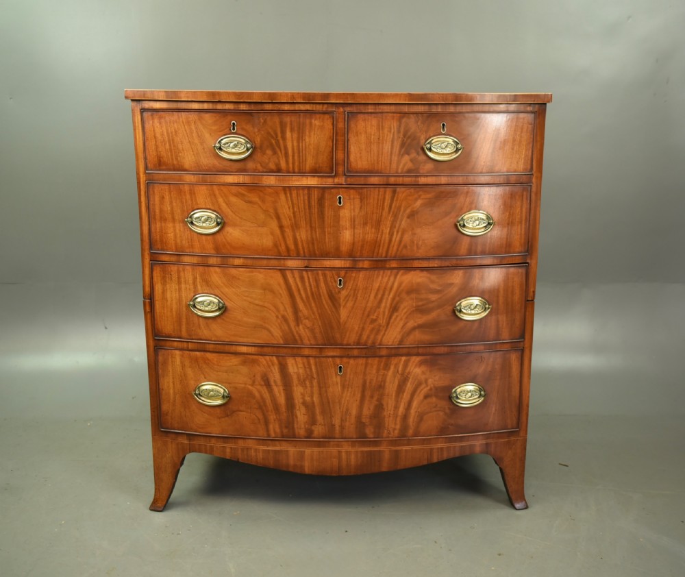 Large Regency mahogany bow front chest of drawers  View II