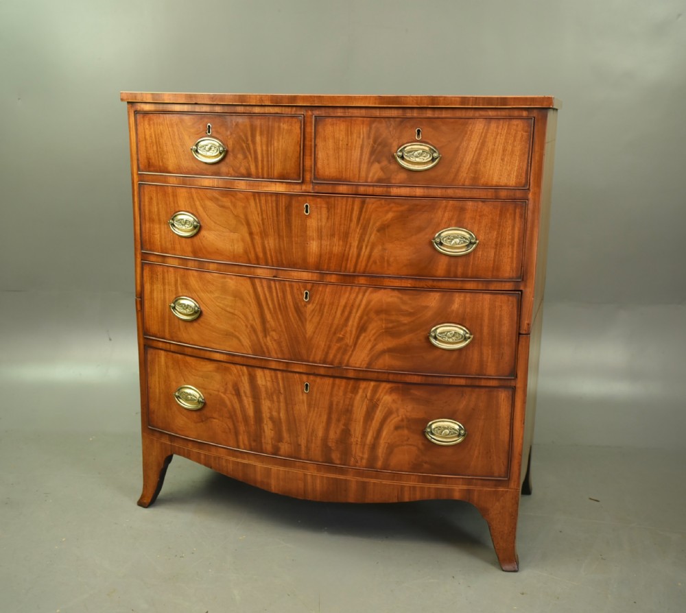 Large Regency mahogany bow front chest of drawers  View III