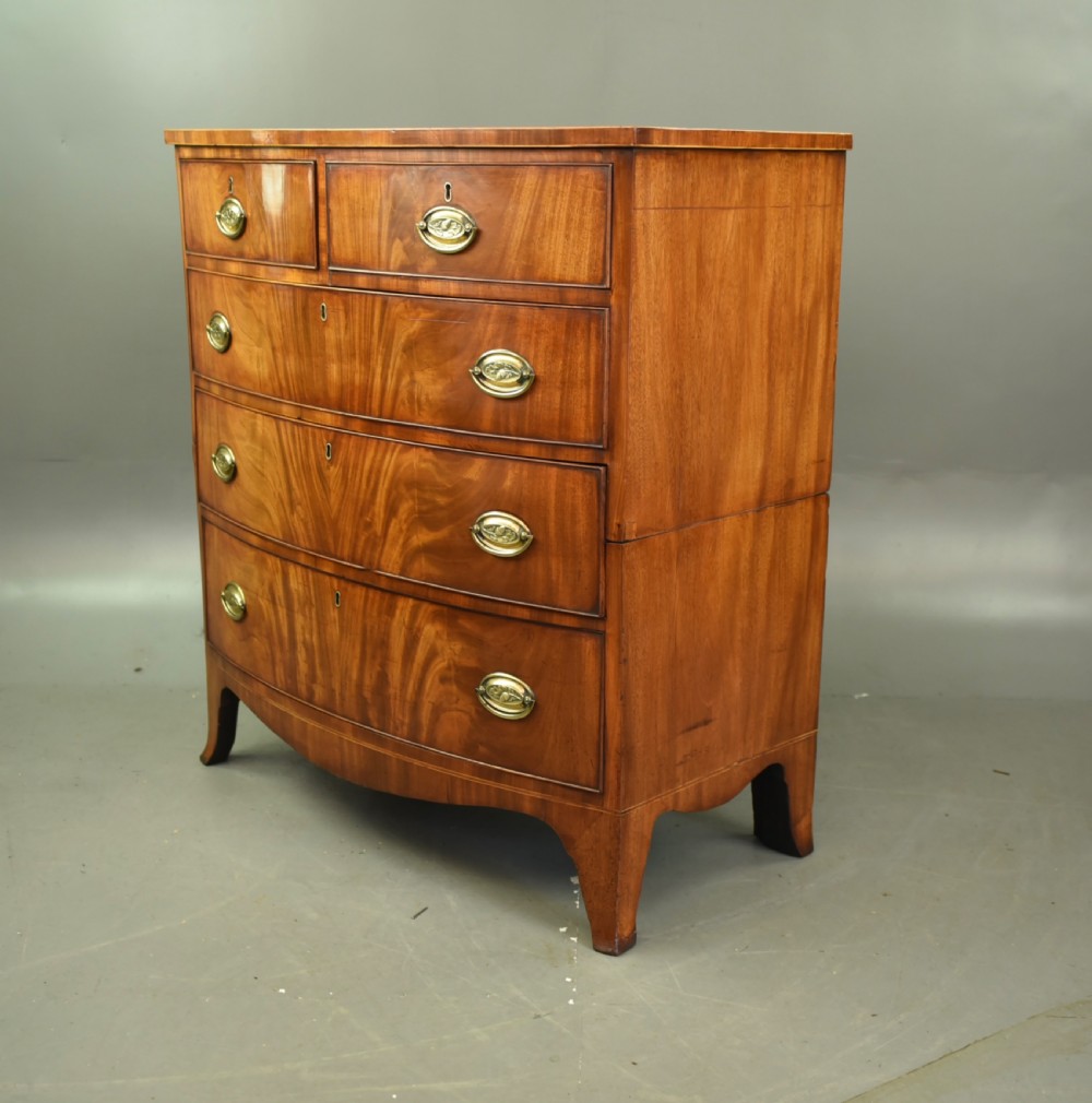 Large Regency mahogany bow front chest of drawers  View IV
