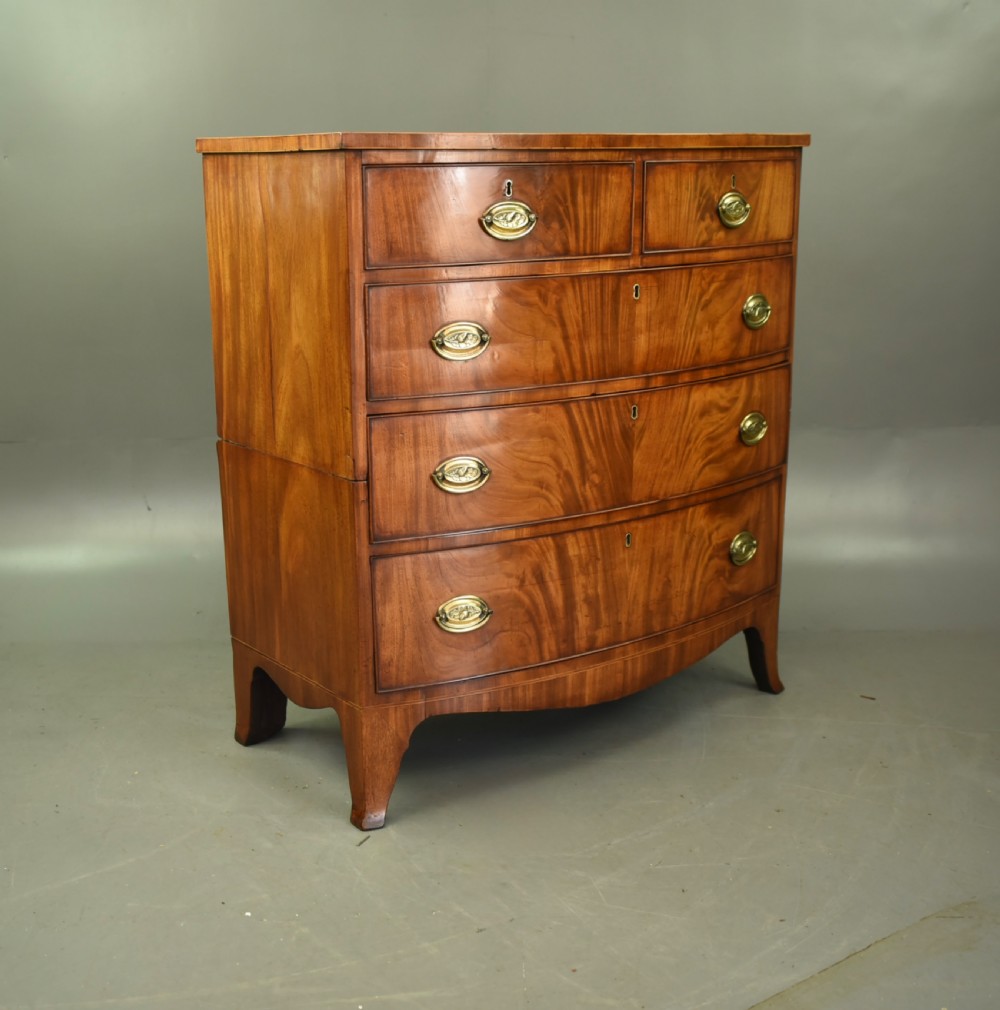 Large Regency mahogany bow front chest of drawers  View V