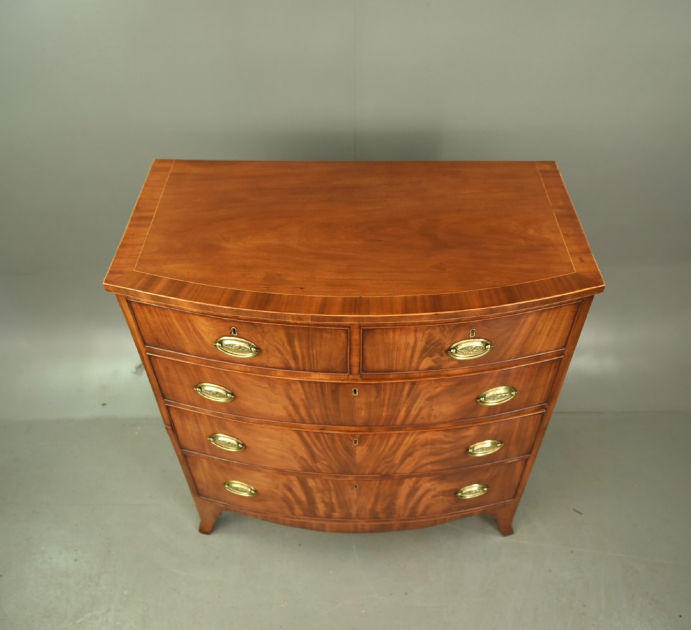 Large Regency mahogany bow front chest of drawers  View IX