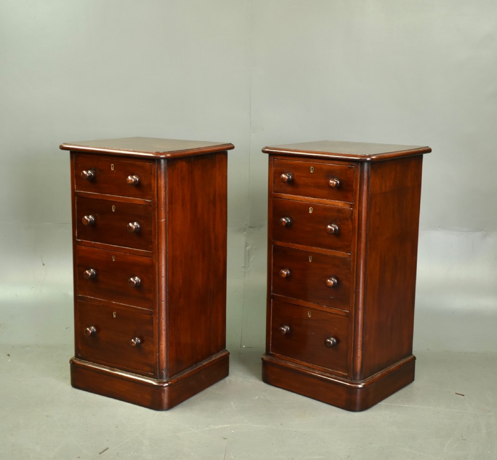 pair of Victorian mahogany bedside chests of drawers  View II