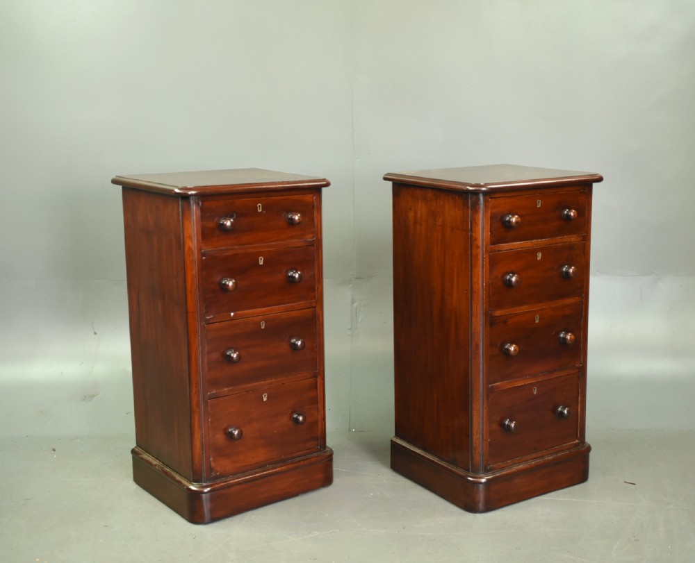 pair of Victorian mahogany bedside chests of drawers  View III