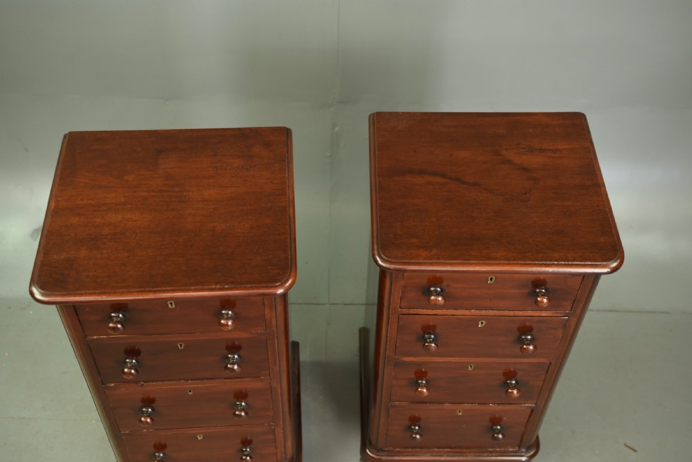 pair of Victorian mahogany bedside chests of drawers  View IV