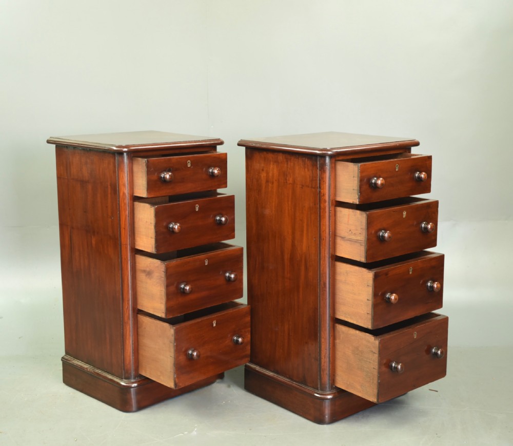 pair of Victorian mahogany bedside chests of drawers  View V