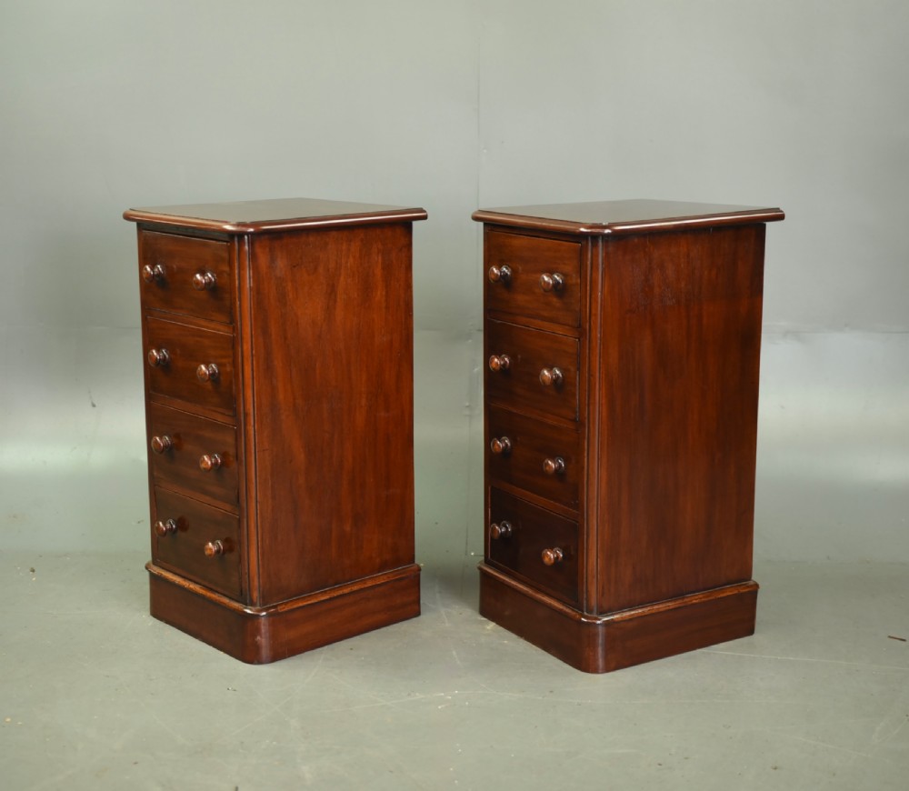 Pair of Victorian mahogany bedside chests of drawers  View II