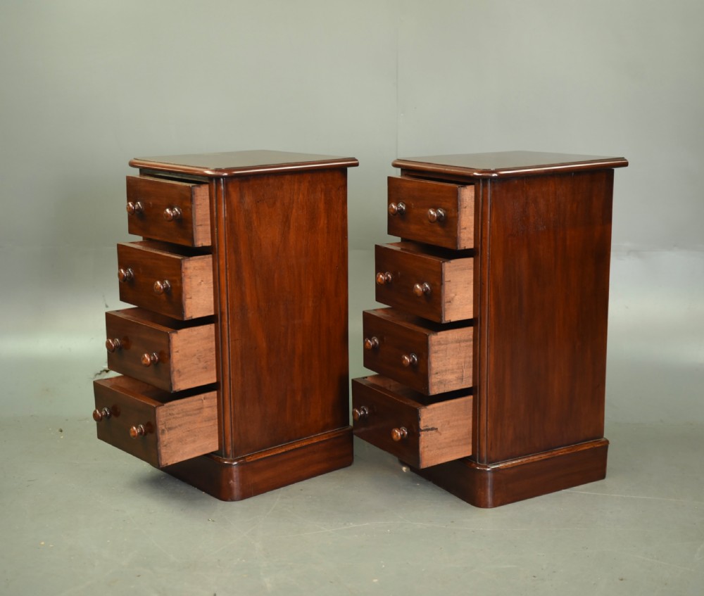 Pair of Victorian mahogany bedside chests of drawers  View III
