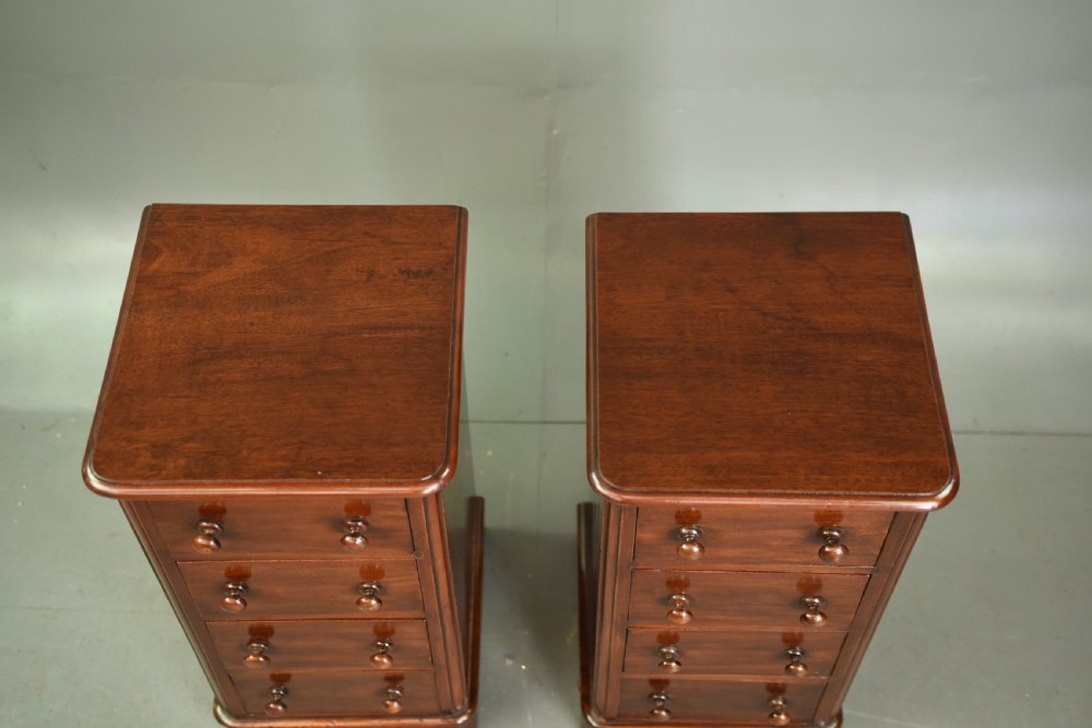 Pair of Victorian mahogany bedside chests of drawers  View V