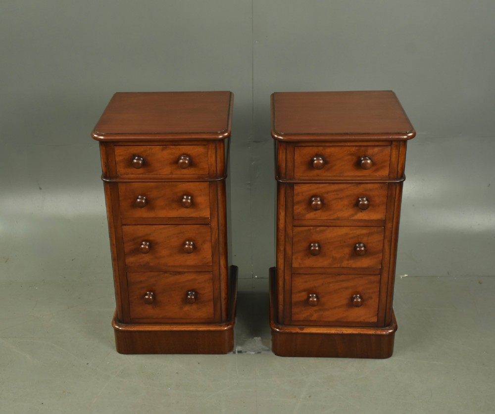 Pair of Victorian mahogany bedside chests of drawers  View II