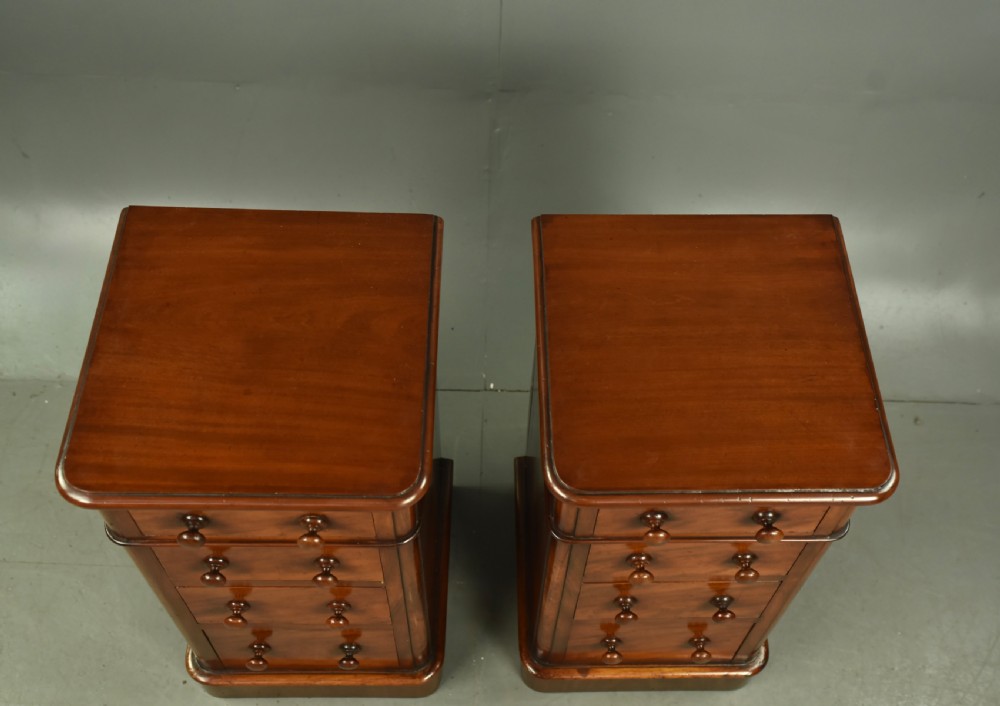 Pair of Victorian mahogany bedside chests of drawers  View IV