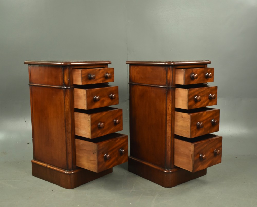 Pair of Victorian mahogany bedside chests of drawers  View V
