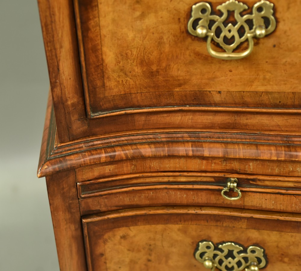 Queen Anne serpentine walnut chest on chest tall boy  View IV