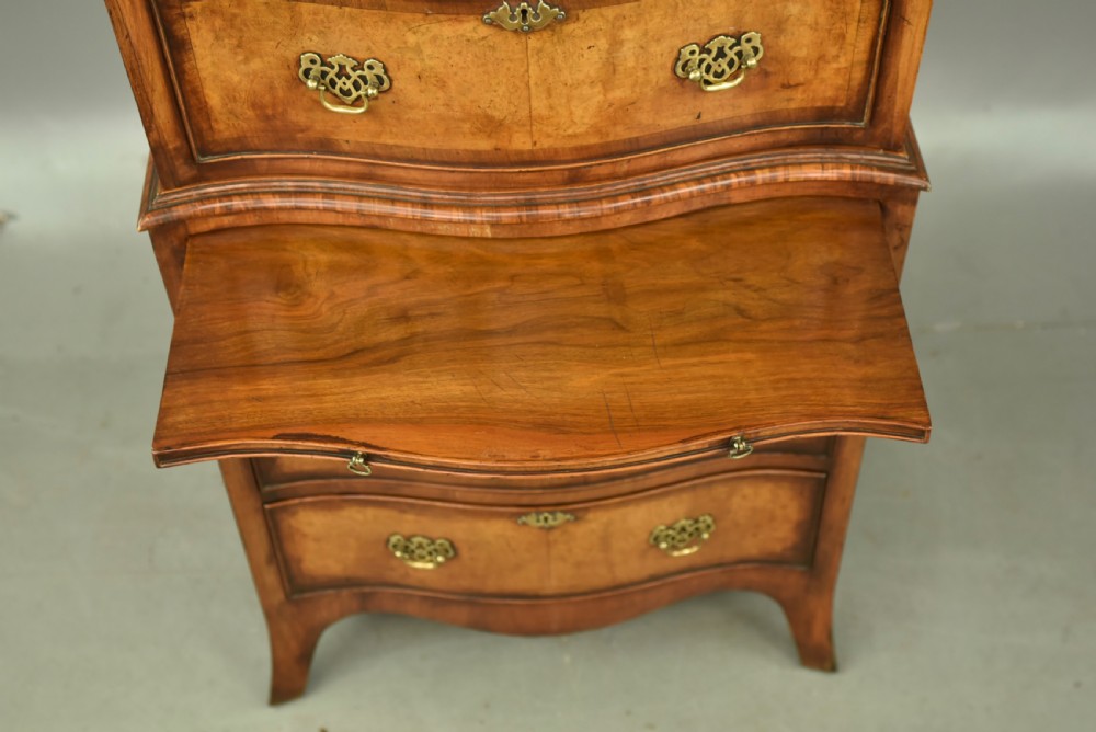 Queen Anne serpentine walnut chest on chest tall boy  View VII