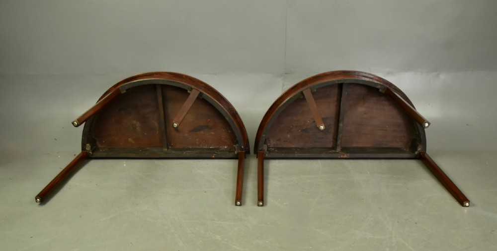 Pair of Georgian mahogany demi lune console tables  View IV