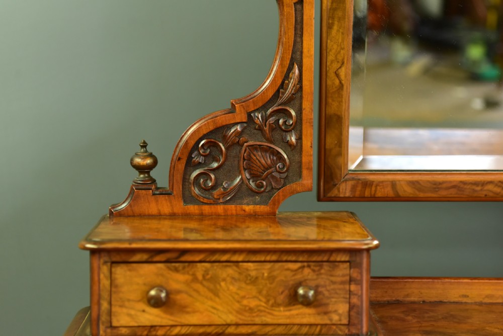 Victorian burr walnut pedestal dressing table  View V