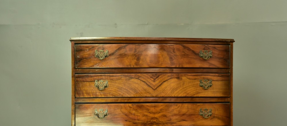 Antique walnut bow front chest of drawers circa 1920 View IV