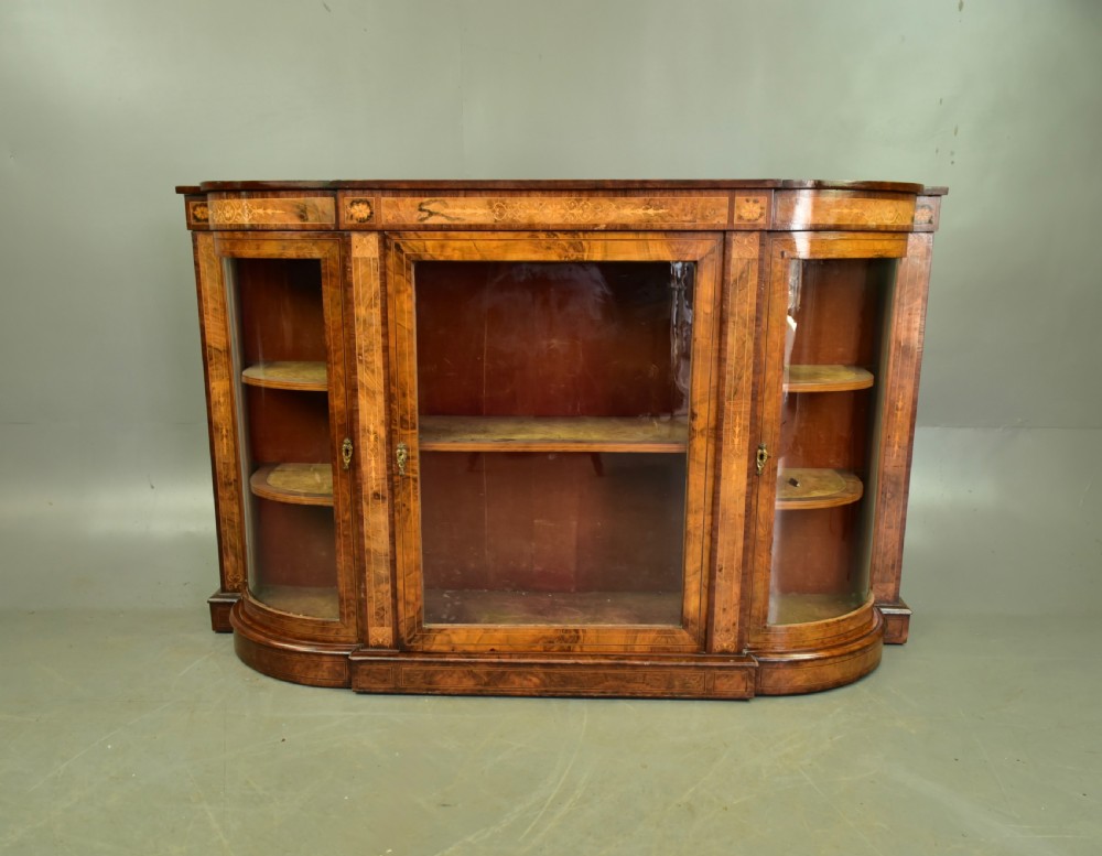 Victorian walnut Credenza display cabinet 