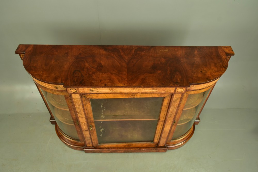 Victorian walnut Credenza display cabinet  View II