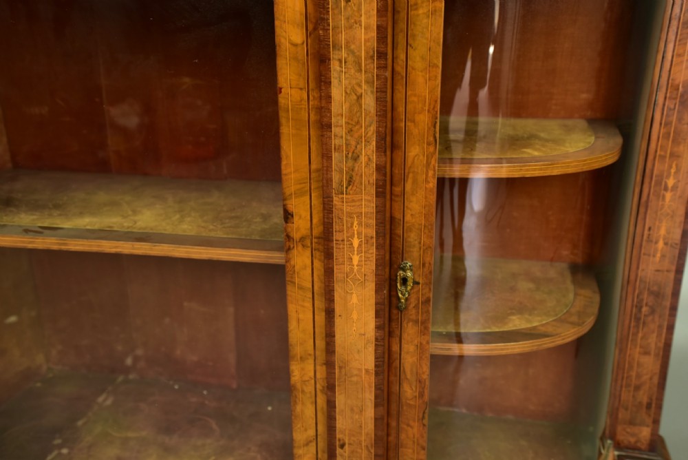 Victorian walnut Credenza display cabinet  View III