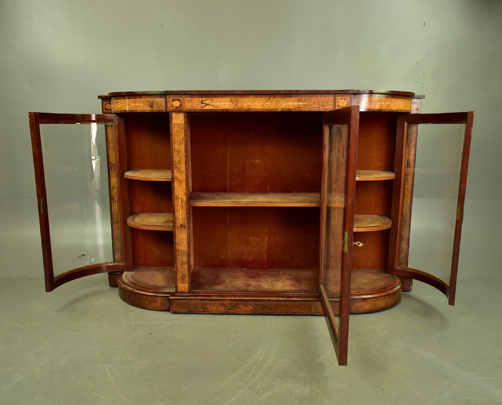 Victorian walnut Credenza display cabinet  View VII