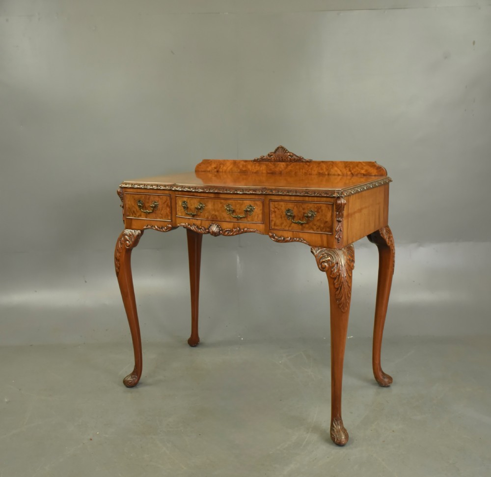 Queen Anne style burr walnut side table  View II