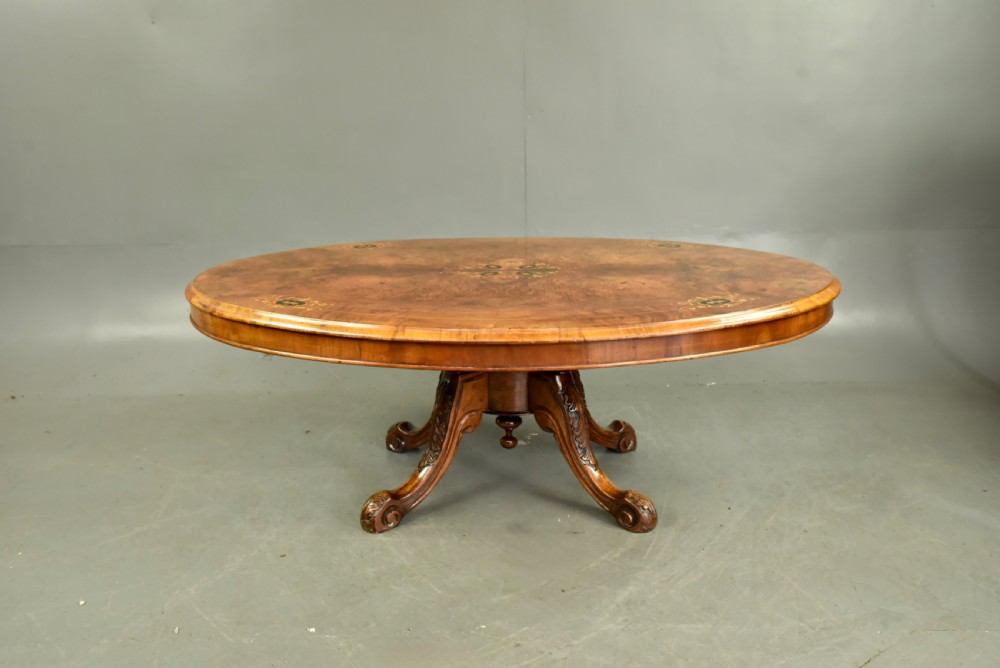 Victorian inlaid walnut coffee table  View II