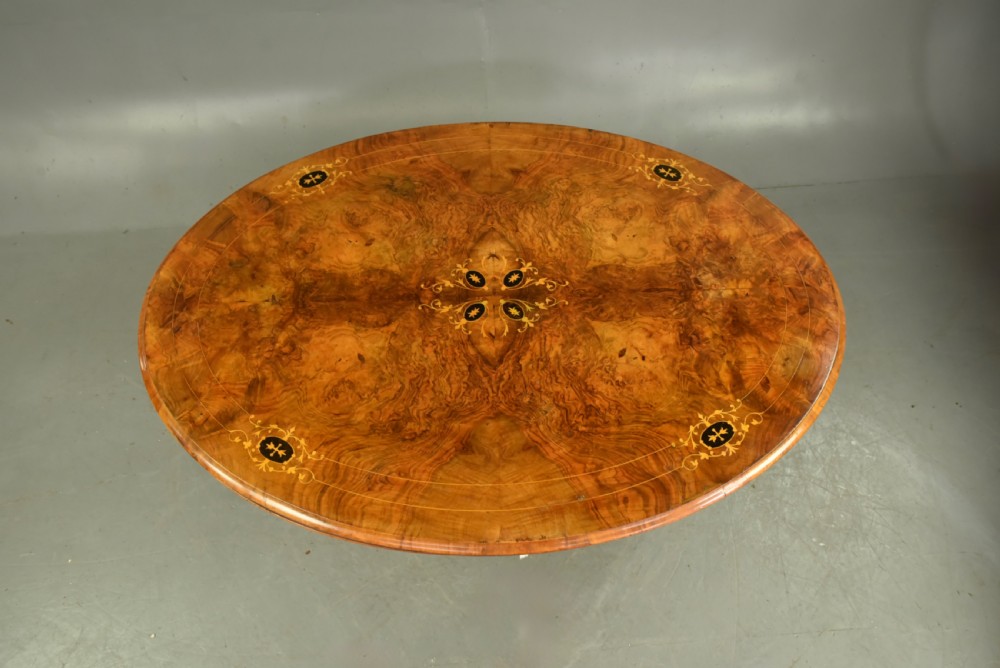 Victorian inlaid walnut coffee table  View III