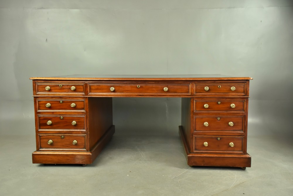 Large Regency mahogany partners desk  View II