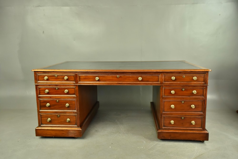 Large Regency mahogany partners desk  View III