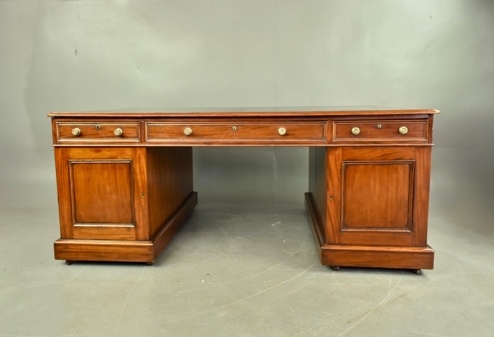 Large Regency mahogany partners desk  View V