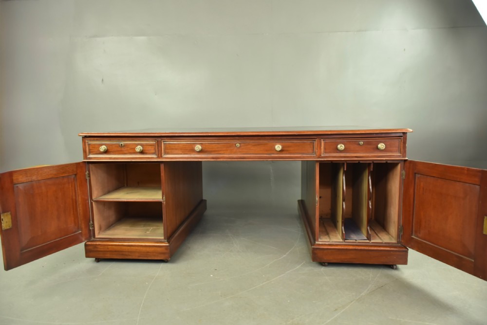 Large Regency mahogany partners desk  View VI