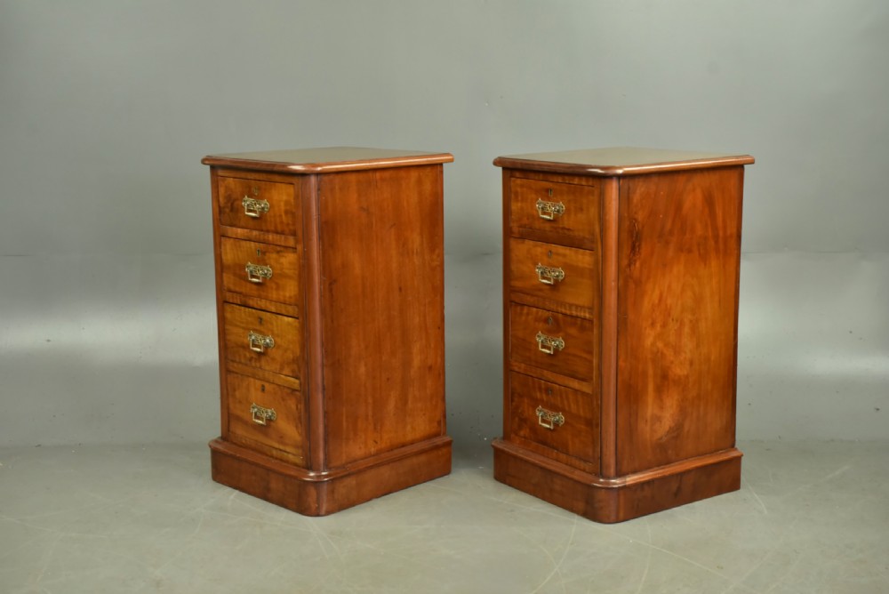 Pair of Victorian walnut bedside chests of drawers  View III