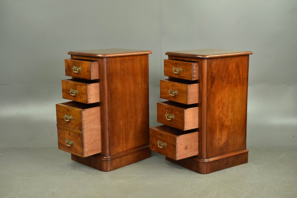 Pair of Victorian walnut bedside chests of drawers  View IV
