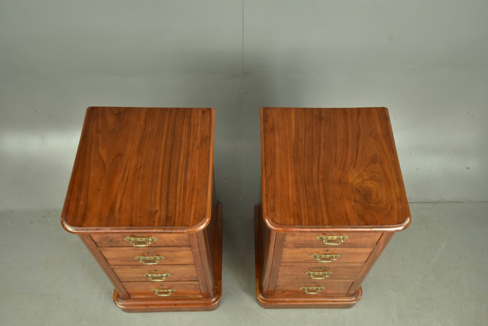 Pair of Victorian walnut bedside chests of drawers  View VI