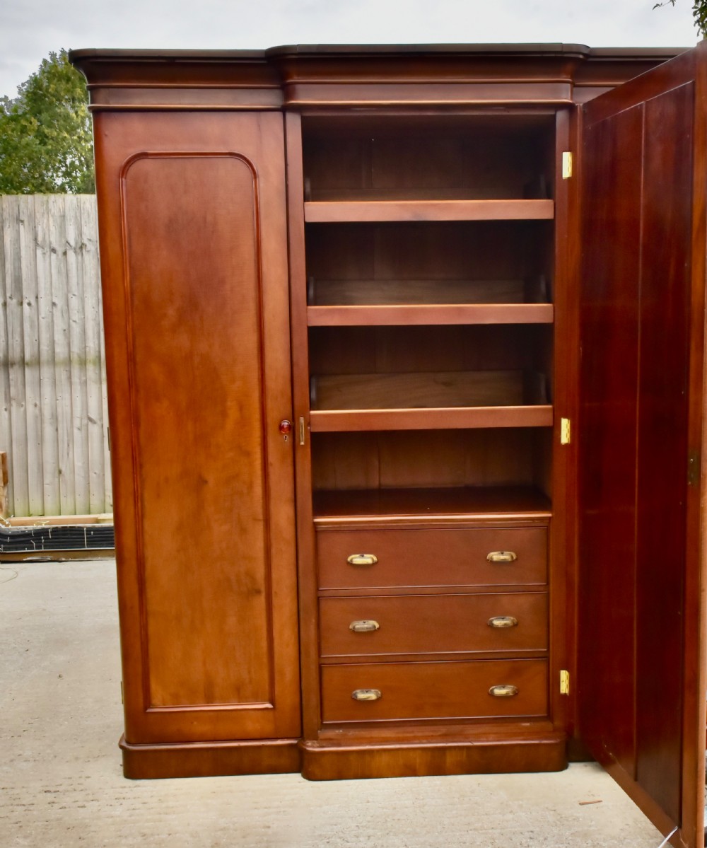 Victorian mahogany breakfront triple wardrobe compactum  View II