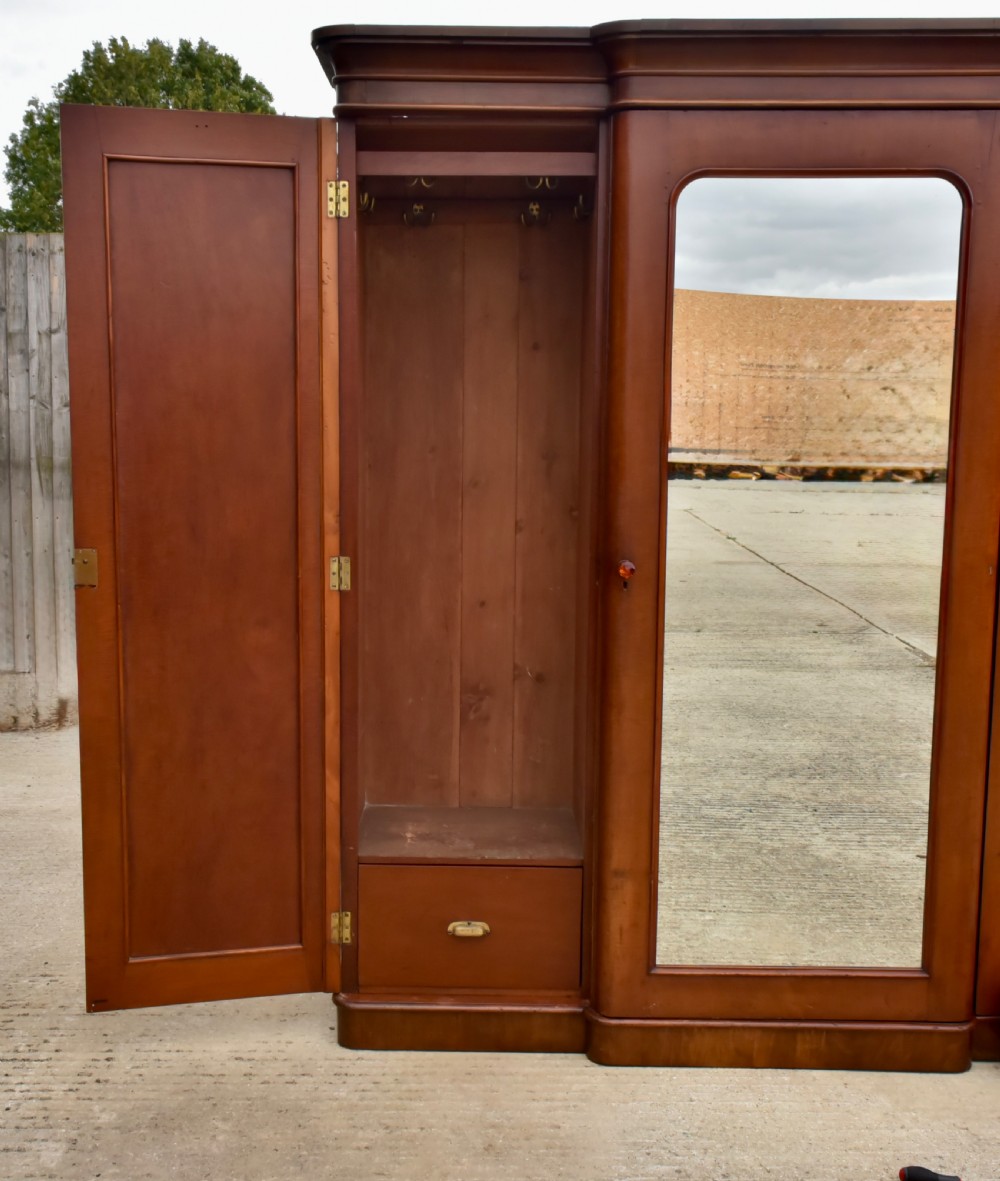 Victorian mahogany breakfront triple wardrobe compactum  View III