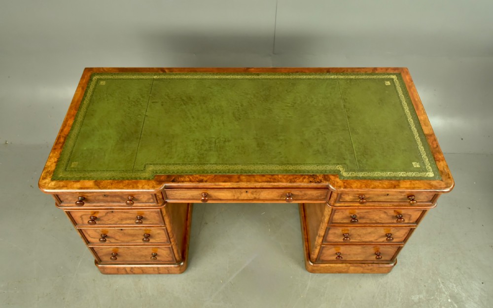 Victorian walnut pedestal desk Heal & Son London  View V