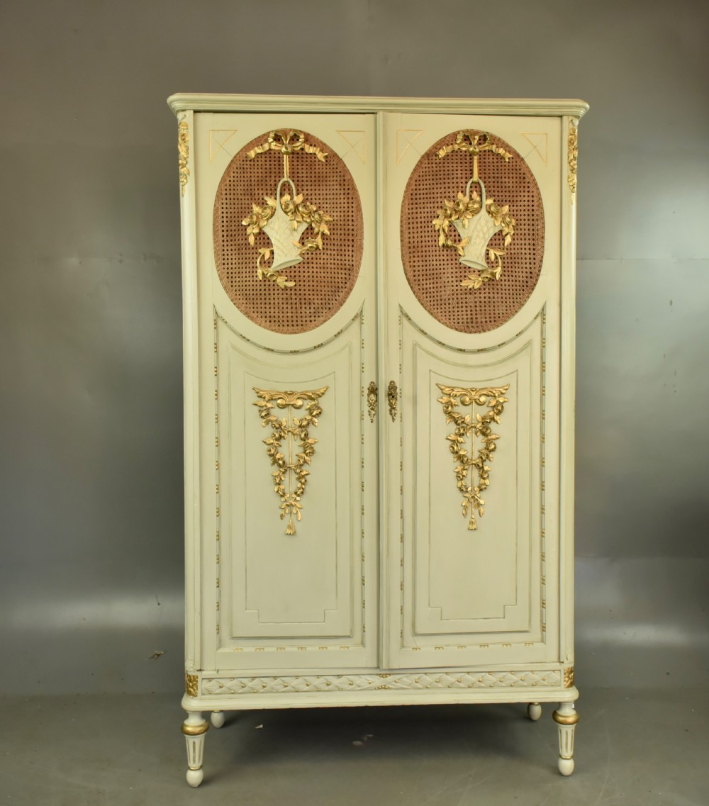 Antique French painted wardrobe armoire 