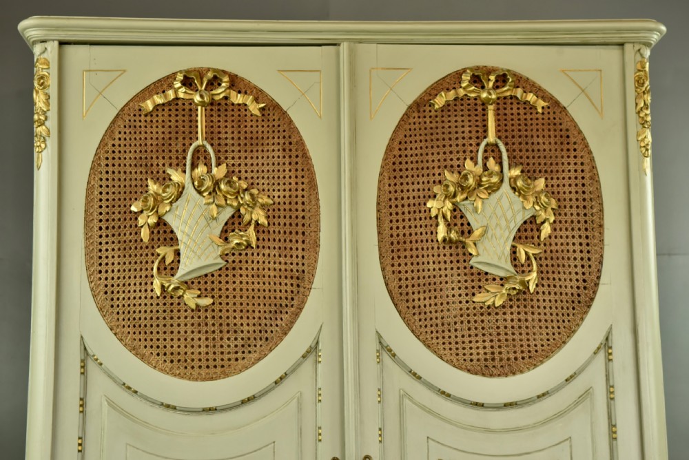 Antique French painted wardrobe armoire  View III