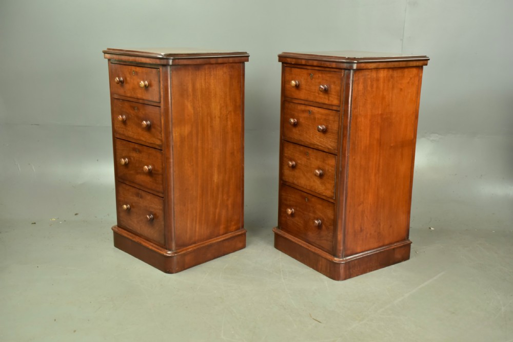 pair of Victorian mahogany bedside chests of drawers  View II