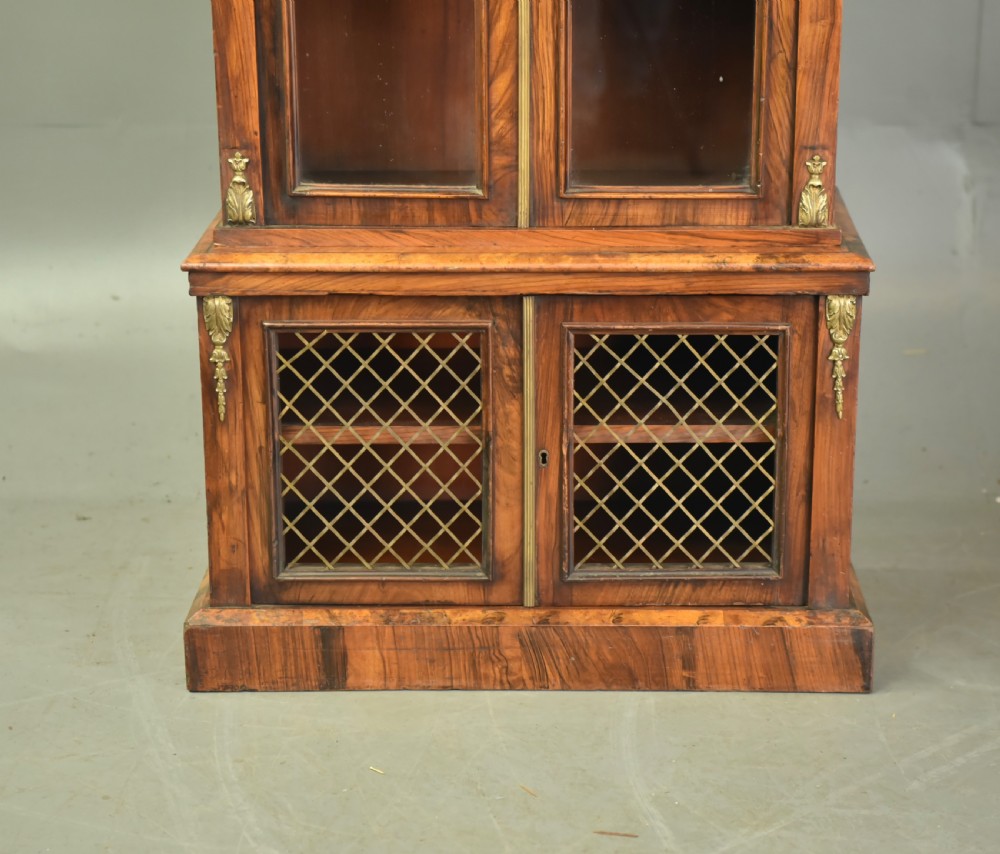 Victorian  walnut bookcase cabinet View IV