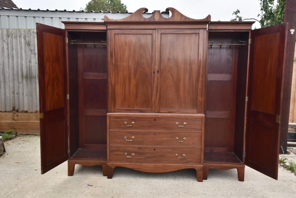 Georgian mahogany four door breakfront wardrobe  View V