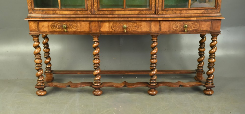 Antique William and Mary style inlaid walnut cabinet  View II