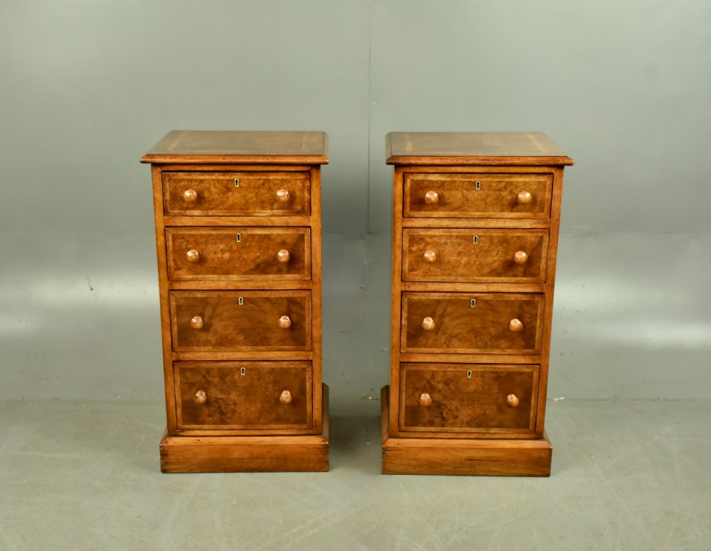 Victorian pair of walnut bedside chests of drawers 