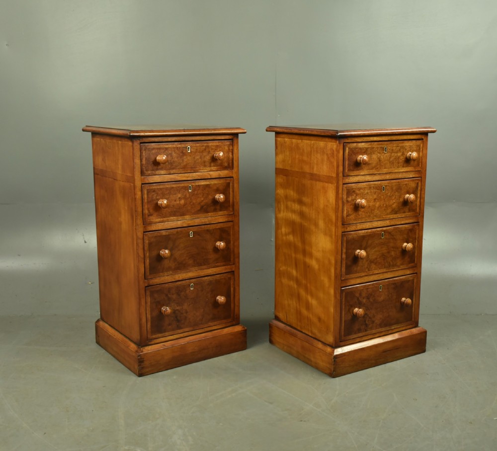 Victorian pair of walnut bedside chests of drawers  View II