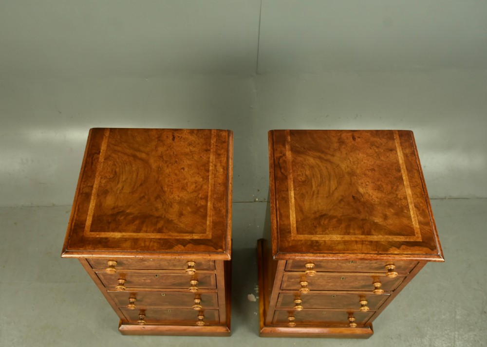 Victorian pair of walnut bedside chests of drawers  View VI